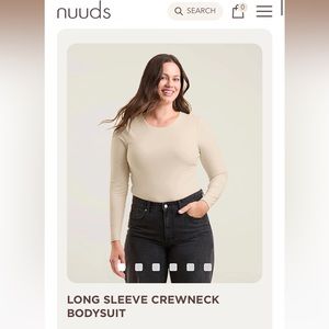 NUUDS Crewneck Bodysuit, Bone, size Large